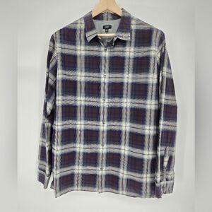 Vince Linen Cotton Blend Long Sleeve Plaid Button Down Men’s Shirt Size XL
